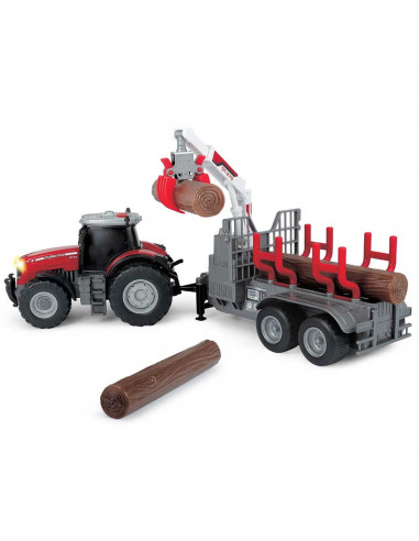 Tractor Dickie Toys Massey Ferguson MF 8737 cu remorca 42