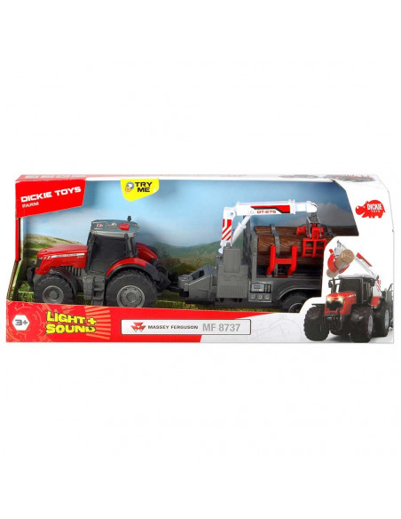 Tractor Dickie Toys Massey Ferguson MF 8737 cu remorca 42