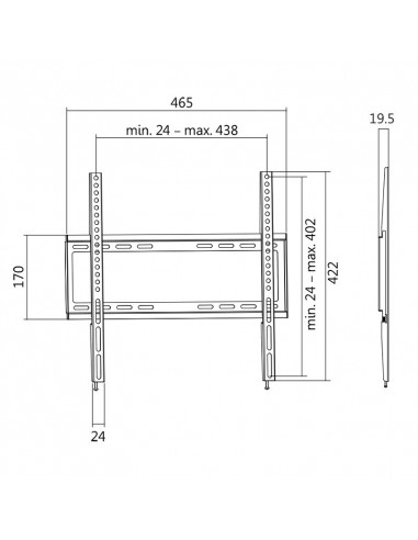 SUPORT de perete LOGILINK, pt 1 TV/monitor plat, diag. max 55