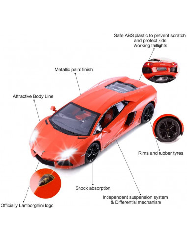 Masina Cu Telecomanda Lamborghini Aventador Rosu Cu Scara 1 La