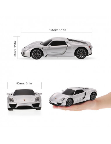Masina Cu Telecomanda Porsche 918 Spyder Argintiu Cu Scara 1 La
