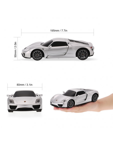 Masina Cu Telecomanda Porsche 918 Spyder Argintiu Cu Scara 1 La