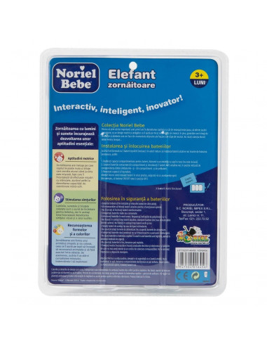 Zornaitoare Elefant, Jucarie Bebelusi Noriel,Uniq6456
