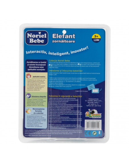Zornaitoare Elefant, Jucarie Bebelusi Noriel,Uniq6456