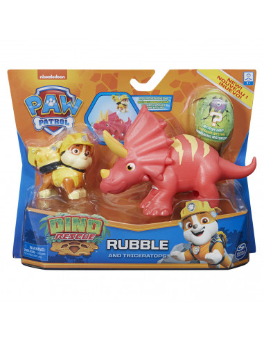 Patrula Catelusilor Set Figurina Catelus Rubble Si Dinozaur