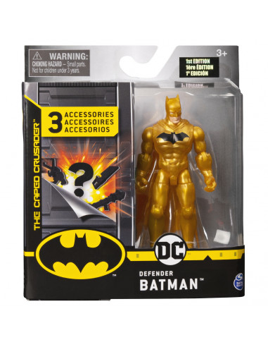 Figurina Batman 10cm Cu Costum Auriu Si 3 Accesorii