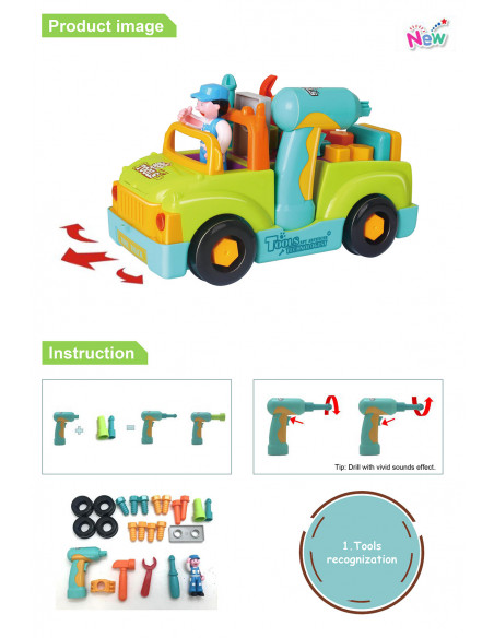 Camionul Plin Cu Scule Al Micului Mecanic Cu Lumini Si