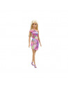 Papusa Barbie Cu Parul Blond Cu Rochita Inflorata,MTGBK92_GVJ96