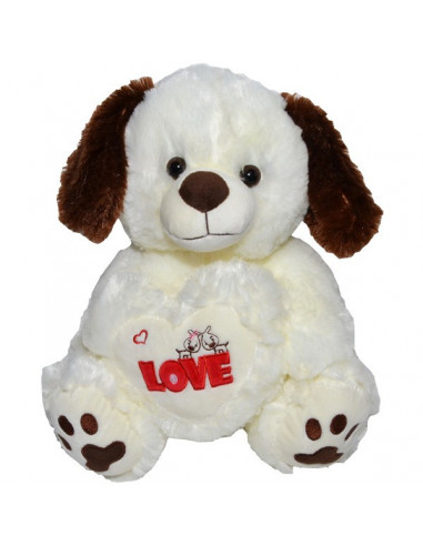 Catel De Plus Cu Inimioara, 30 Cm, Alb,24560