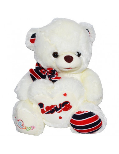 Ursulet De Plus Cu Inimioara, 30 Cm, Alb,24577