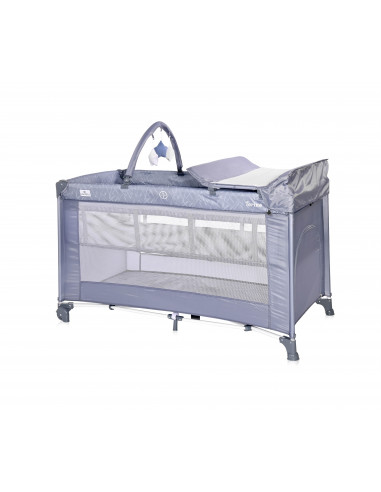 Patut pliabil Torino Plus, 2 nivele cu accesorii, Silver