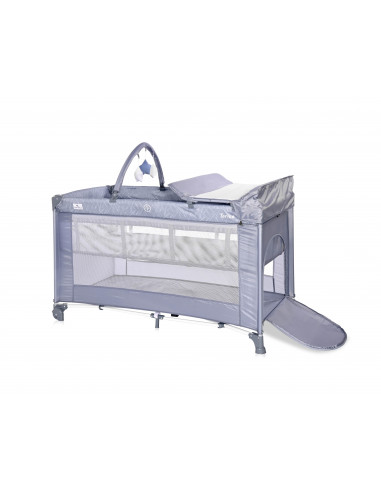 Patut pliabil Torino Plus, 2 nivele cu accesorii, Silver
