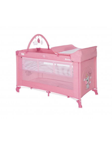 Patut pliabil Noemi Plus, 2 nivele cu accesorii, Rose