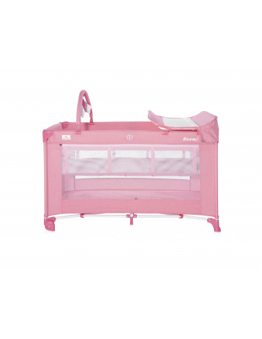 Patut pliabil Noemi Plus, 2 nivele cu accesorii, Rose