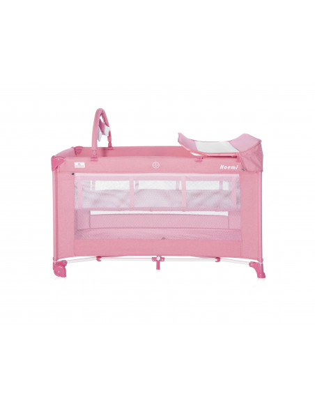 Patut pliabil Noemi Plus, 2 nivele cu accesorii, Rose