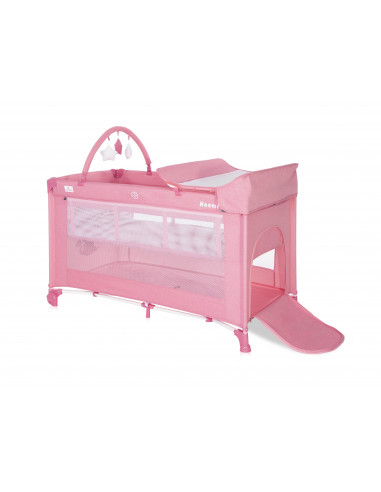 Patut pliabil Noemi Plus, 2 nivele cu accesorii, Rose
