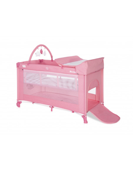 Patut pliabil Noemi Plus, 2 nivele cu accesorii, Rose