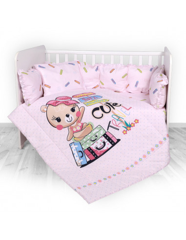 Set lenjerie pat 7 piese Lily, bumbac ranforce, Pink,20800144001