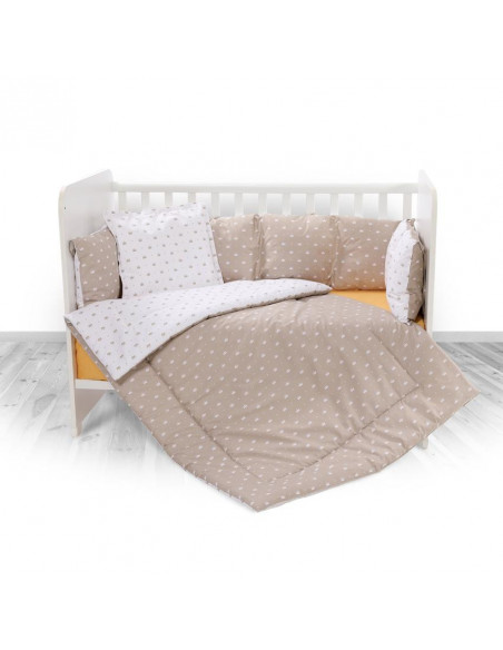 Set lenjerie pat 7 piese Lily, bumbac ranforce, Latte