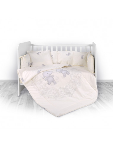 Set lenjerie 8 piese cu protectii laterale, Happy Hippo
