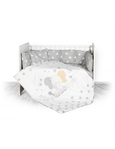 Set lenjerie 8 piese cu protectii laterale, Grey