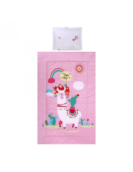 Set de lenjerie pat 3 piese, Happy Lama Pink,20800014501