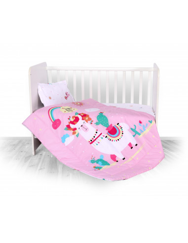 Set de lenjerie pat 3 piese, Happy Lama Pink,20800014501