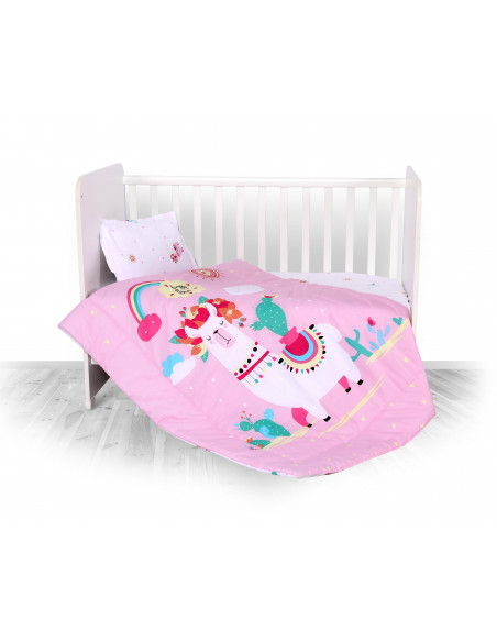 Set de lenjerie pat 3 piese, Happy Lama Pink,20800014501