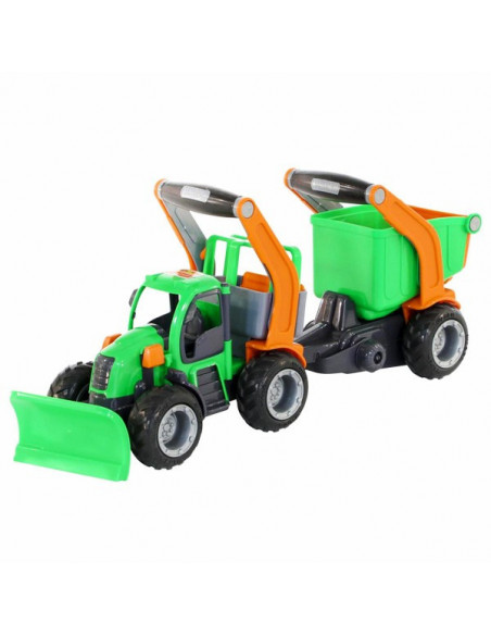 Tractor cu plug si remorca-bazin - GripTrac, 51x14x20 cm