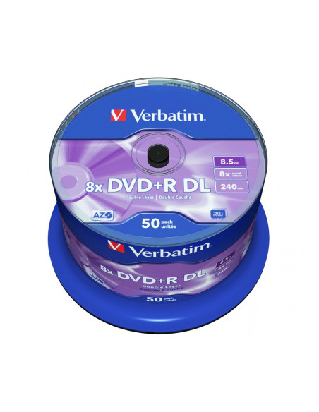 DVD+R VERBATIM 8.5GB, 240min, viteza 8x, 50 buc, Double Layer