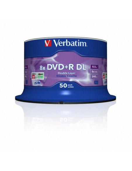 DVD+R VERBATIM 8.5GB, 240min, viteza 8x, 50 buc, Double Layer