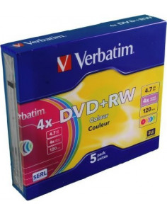 DVD+RW VERBATIM 4.7GB, 120min, viteza 1-4x, set 5 buc, Single