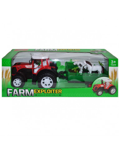 Tractor Fermier Cu Remorca Si 2 Animale, 54 Cm,15655