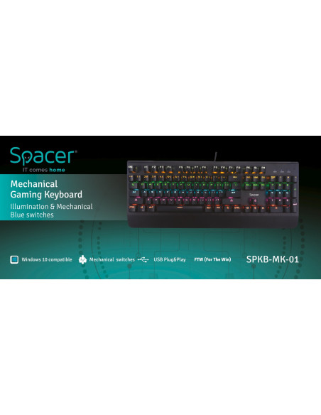 TASTATURA MECANICA SPACER USB, switch-uri mecanice albastre, 50