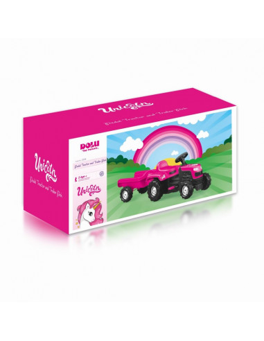 Tractor Cu Pedale Si Remorca Unicorn Dolu, 52 x 144 x 45 cm