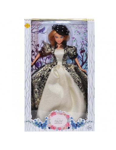 Papusa Printesa Cu Palarie Defa Lucy, Crem Cu Negru,24112