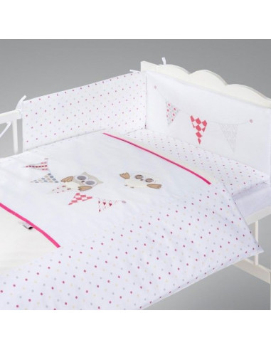 Albero Mio set lenjerie brodata 5 piese Night Birds - pink