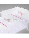 Albero Mio set lenjerie brodata 5 piese Night Birds - pink
