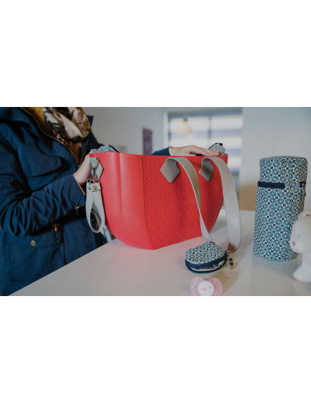 Nuvita MyMia Husa pentru biberon si suzeta - flower gray