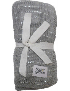 Paturica Tricotata din Bumbac Gri cu Paiete,BG013 2