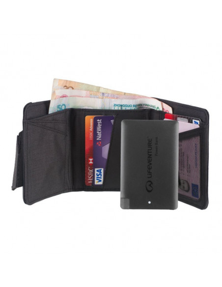 Portofel Compact Tri-fold cu Protectie RFID si Acumulator