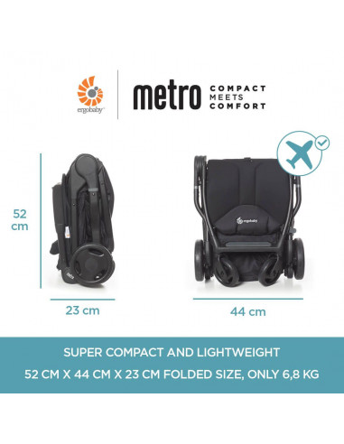 Carucior Compact Metro Ergobaby Gri pana la 22kg,METRO15EU2