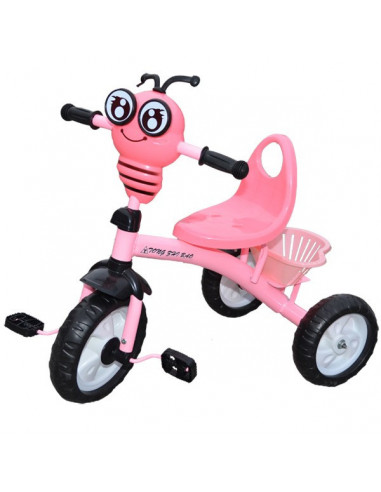 Tricicleta Cu Pedale, Muzica Si Lumini tip Fluturas, Roz,25009