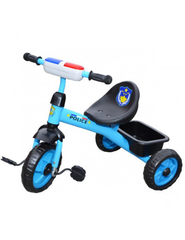 Tricicleta Cu Pedale, Muzica Si Lumini, Politie, Albastra,25010