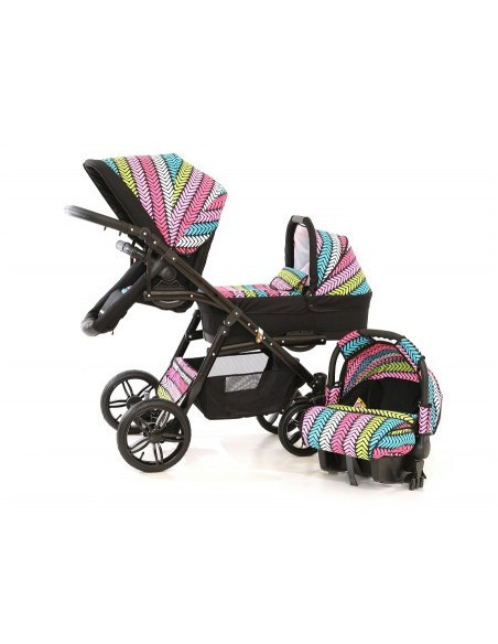 Carucior copii gemeni tandem 3 in 1, PJ STROLLER Lux