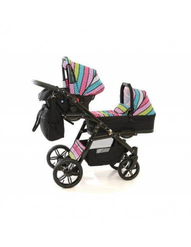 Carucior copii gemeni tandem 3 in 1, PJ STROLLER Lux