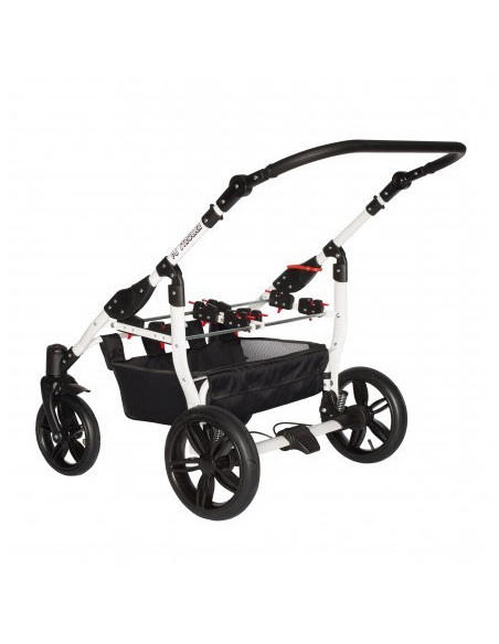 Carucior copii gemeni side by side 3 in 1, PJ STROLLER, White