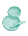 Set 2 in 1 Farfurie cu Bol si Lingurita din Silicon Twin