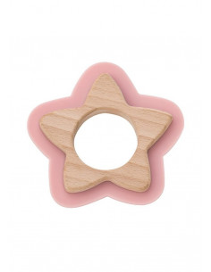 Jucarie naturala pentru dentitie Star Roz,1704-P 2