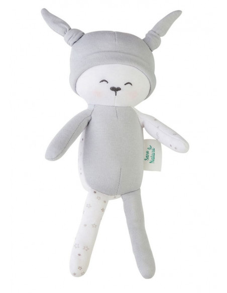 Papusa Textila din Bumbac Organic Gri,1730-G Papusa Textila din Bumbac Organic Gri,1730-G